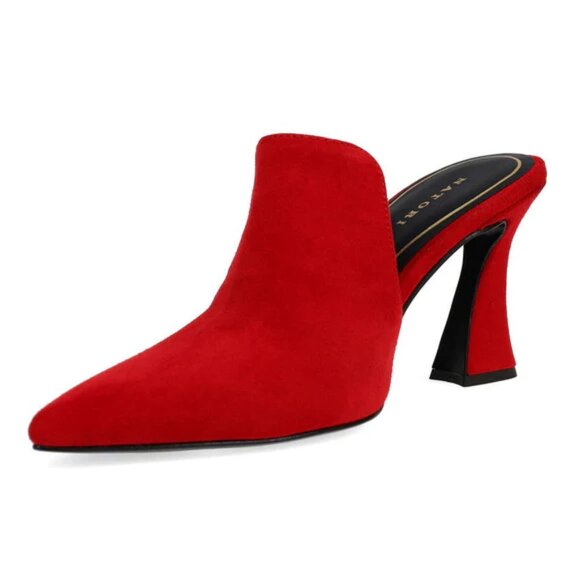 Red Suede Heel Mule - Picture 1 of 4